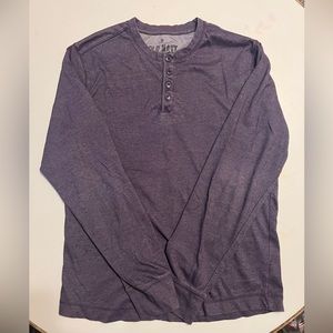 Old Navy Mens Size Medium Long Sleeve Waffle Thermal Henley Shirt Purple